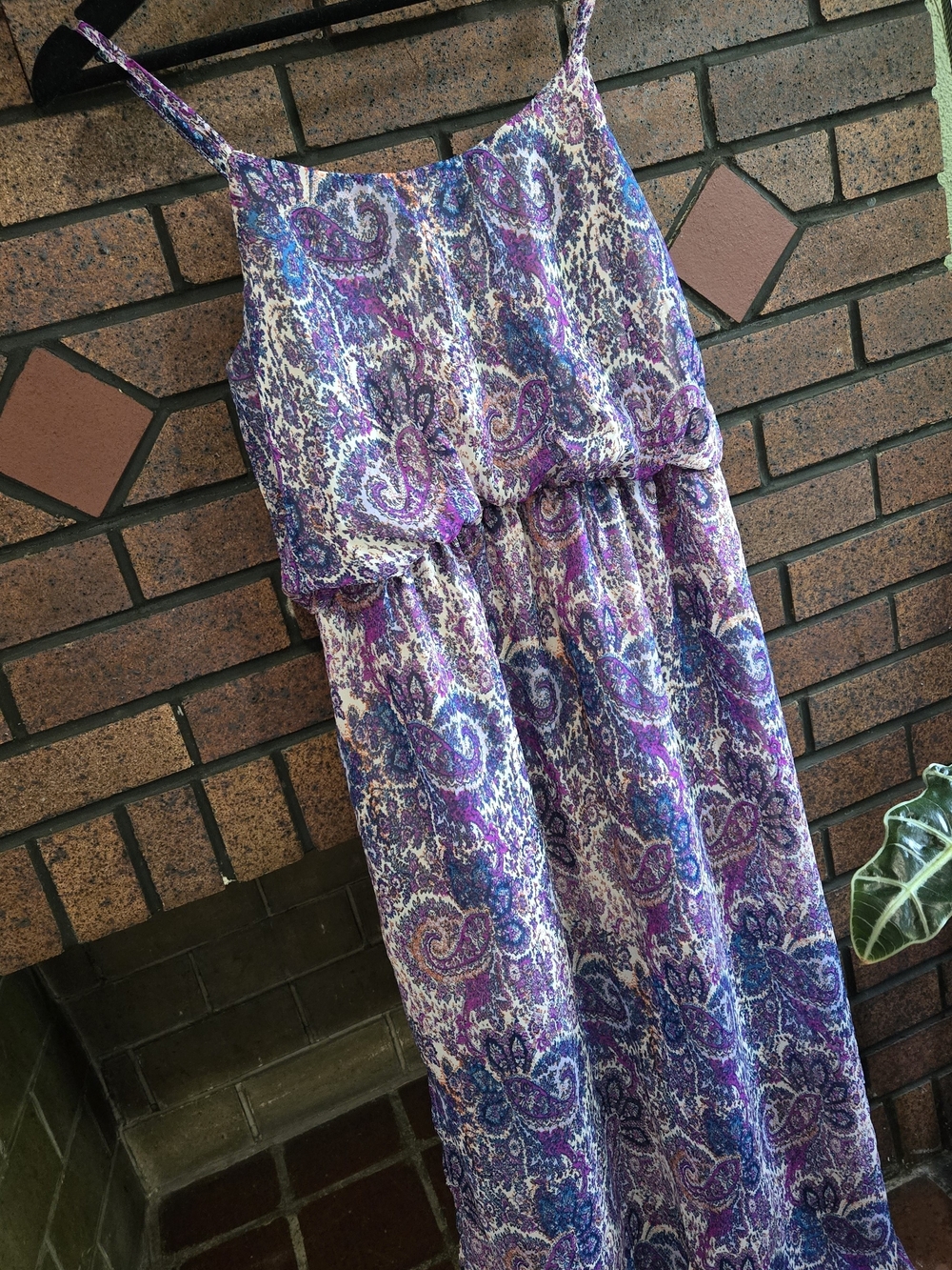 Fire Los Angeles Purple Paisley Spaghetti-Strap Maxi Dress